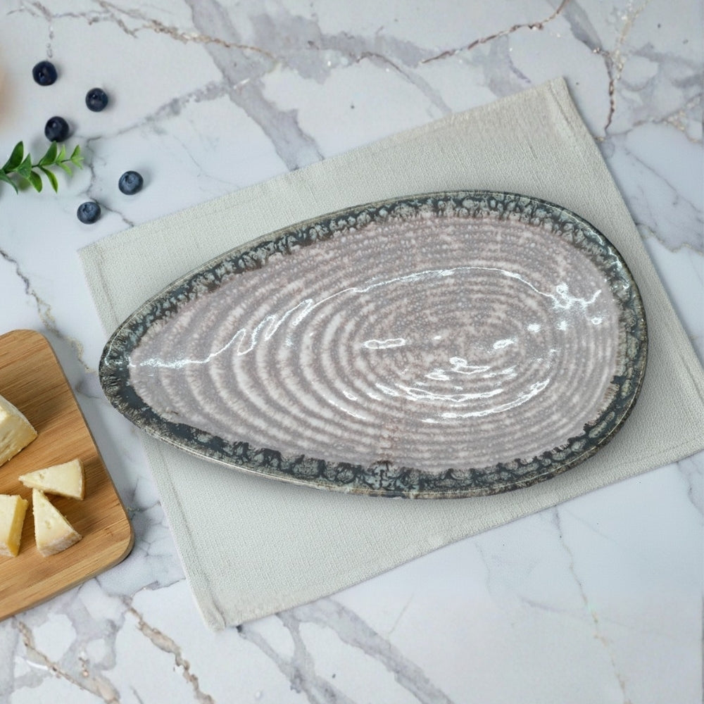 peach blush ceramic oval platter set of 2 with smooth glazed finish for serving snacks and appetizers